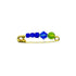 Gold safety pin beaded with blue and green crystals in Anchor on white