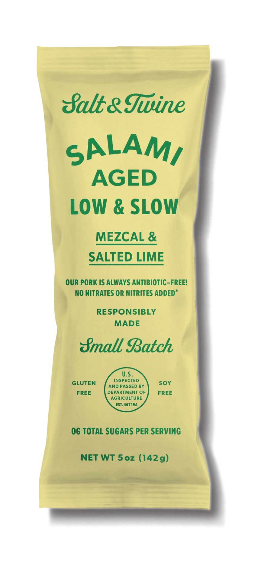 Treat yourself to the bold and flavorful taste of our Mezcal &amp; Salted Lime Salami Sausage from Salt &amp; Twine. Small batch charcuterie that some call adult lunchables.