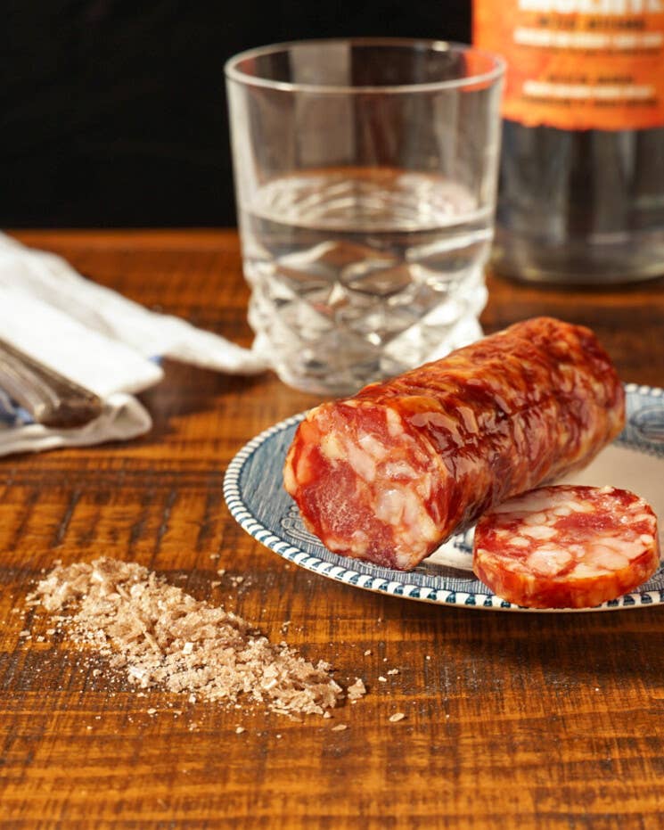 Treat yourself to the bold and flavorful taste of our Mezcal &amp; Salted Lime Salami Sausage from Salt &amp; Twine. Small batch charcuterie that some call adult lunchables.