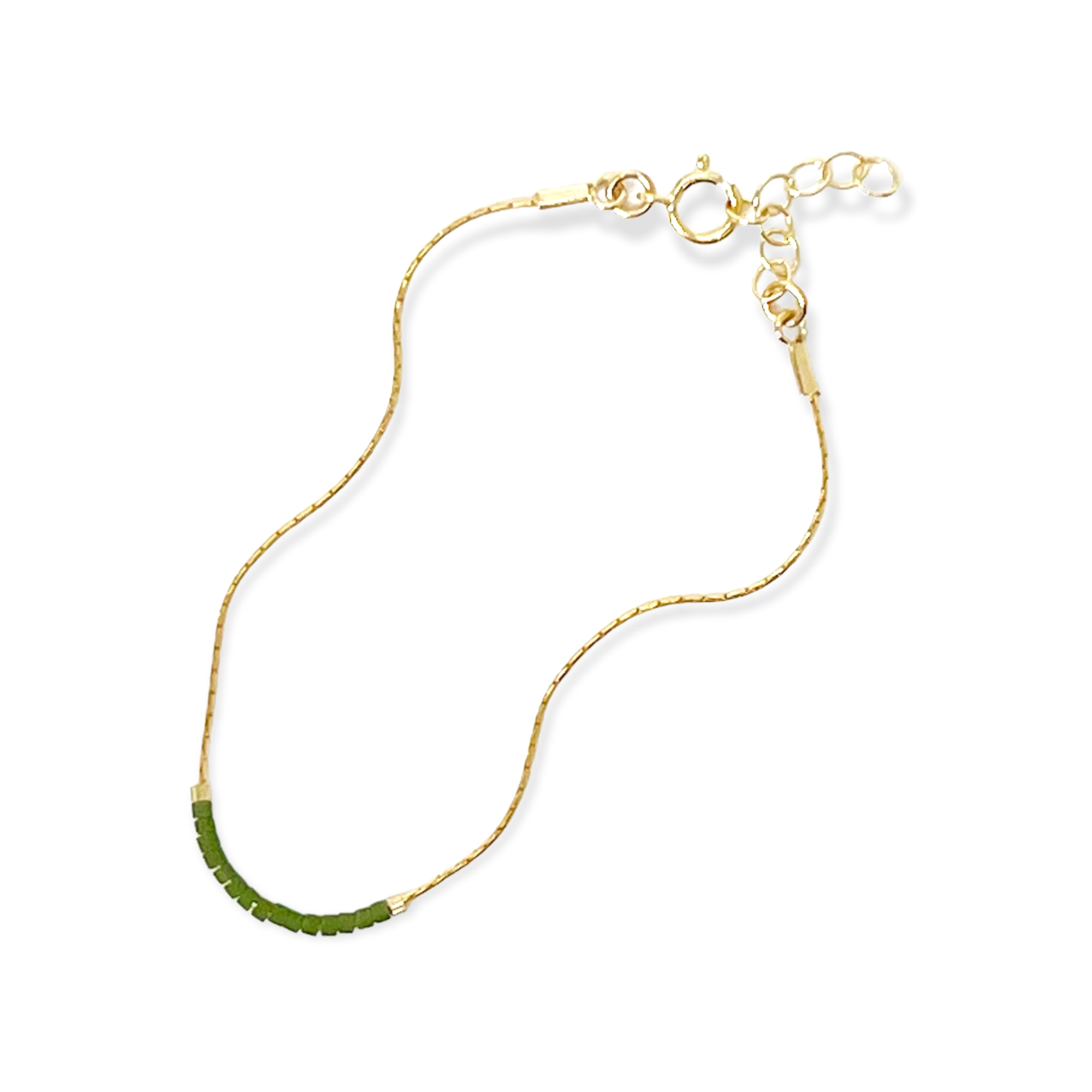 Pick your perfect color.

The Septima Anklet is made to order in your choice of color from a wide selection of solid hues. It’s an easy way to create something just for you.

Each anklet is handcrafted with beautiful Japanese glass beads strung on an adjustable 14k gold-filled chain. Choose a color that matches your team, wedding, wardrobe, or mood. The Septima Anklet is simple, elegant, and uniquely yours.