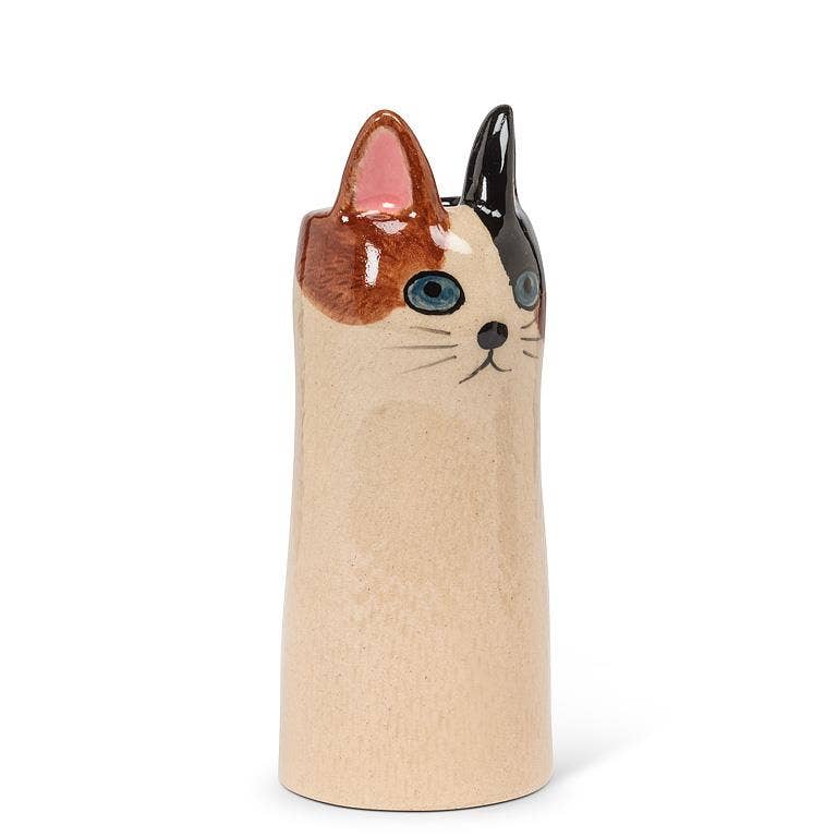Add the purr-fect touch to your decor with this sleek Cat Vase. Featuring a modern silhouette, this striking feline is finished in a glossy glaze, accentuated by piercing eyes and delicate ears. Whether displayed alone or as part of a collection, these cat vases bring a touch of cattitude to any space.