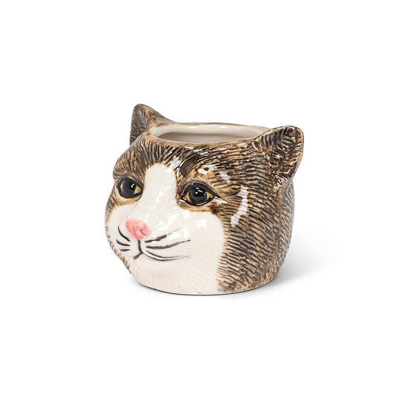 This adorable Small Tabby Cat Head Planter is the perfect complement to any cat lover's favorite cactus, succulent or flowers. Crafted out of ceramic, the cartoon-like shape of this cat head planter is sure to add a touch of fun and whimsy anywhere.