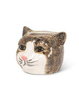 This adorable Small Tabby Cat Head Planter is the perfect complement to any cat lover's favorite cactus, succulent or flowers. Crafted out of ceramic, the cartoon-like shape of this cat head planter is sure to add a touch of fun and whimsy anywhere.