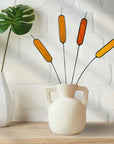Handcrafted stained glass cattail stem for lasting, colorful home decor. Mix and match with other stems for a custom, everlasting floral arrangement.