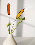 Handcrafted stained glass cattail stem for lasting, colorful home decor. Mix and match with other stems for a custom, everlasting floral arrangement.