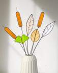 Handcrafted stained glass cattail stem for lasting, colorful home decor. Mix and match with other stems for a custom, everlasting floral arrangement.