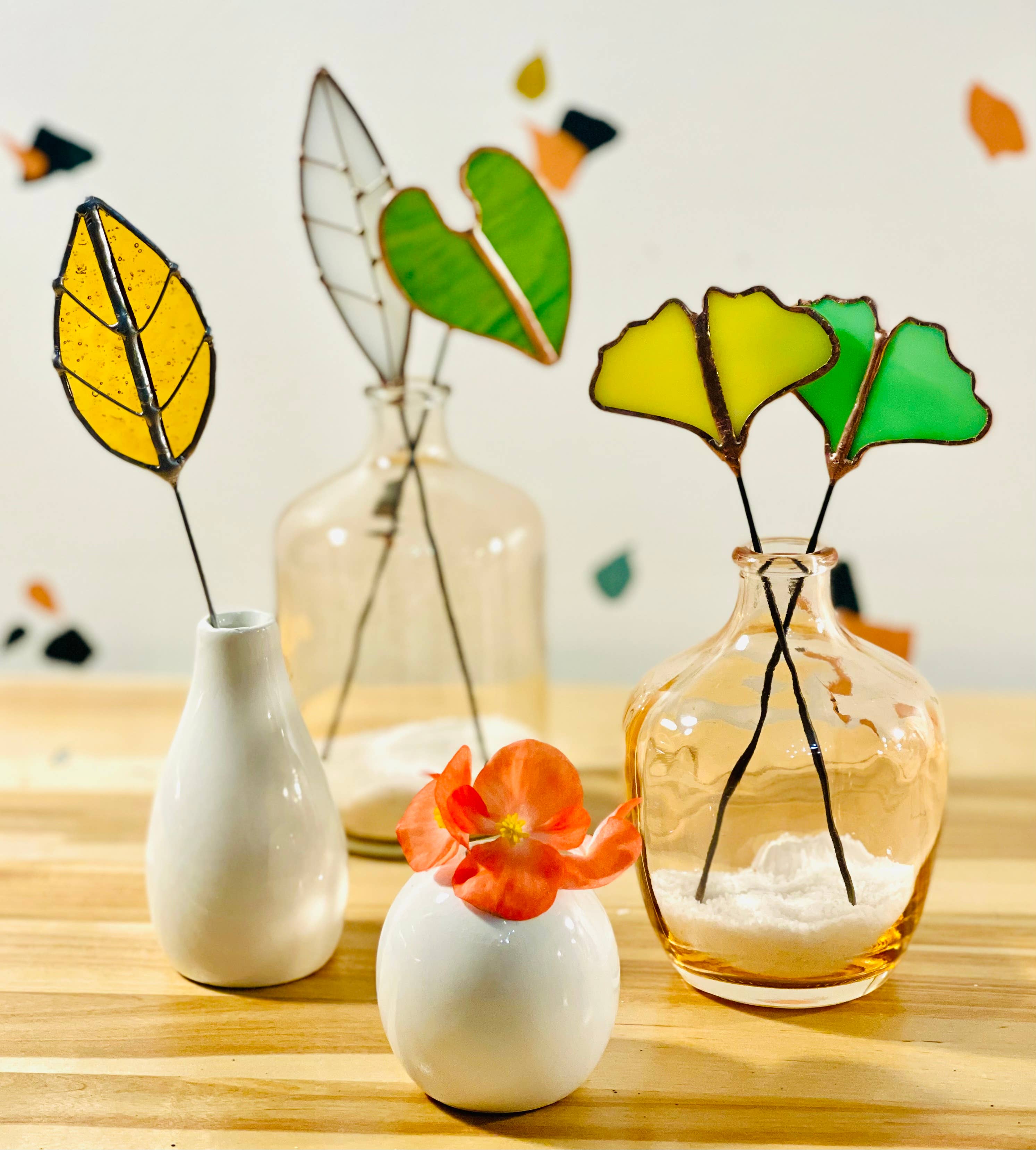 Bring a pop of color and artistry to your home with this handcrafted stained glass elephant ear by Samara Designs Studio. Each piece is made by hand using carefully selected stained glass, cut and assembled with care to create a lasting botanical accent that will never wilt or fade.