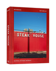 Steak House cookbook by Eric Wareheim, red hardcover with a photo of a red building and a Steak House sign against a blue sky