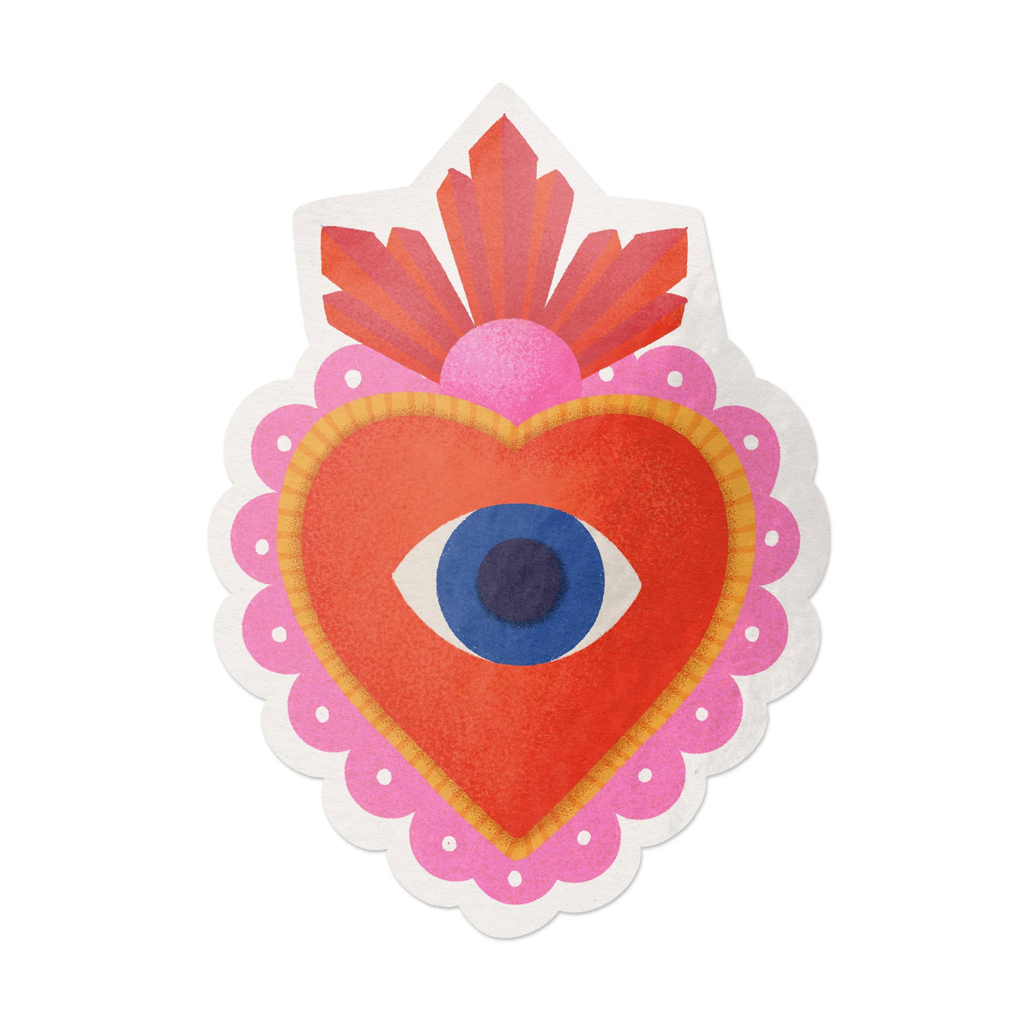 This high quality, waterproof vinyl sticker is ready to be stuck wherever your heart desires. This graphic eye-catching design features a Corazón, Sacred Heart, symbolizing hope, love, and faith.