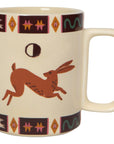 This Folktale mug features a unique rectangular handle and intricate tile pattern, inspired by a whimsical world of wandering foxes, hares, and imagination.