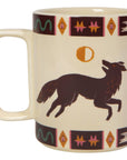 This Folktale mug features a unique rectangular handle and intricate tile pattern, inspired by a whimsical world of wandering foxes, hares, and imagination.