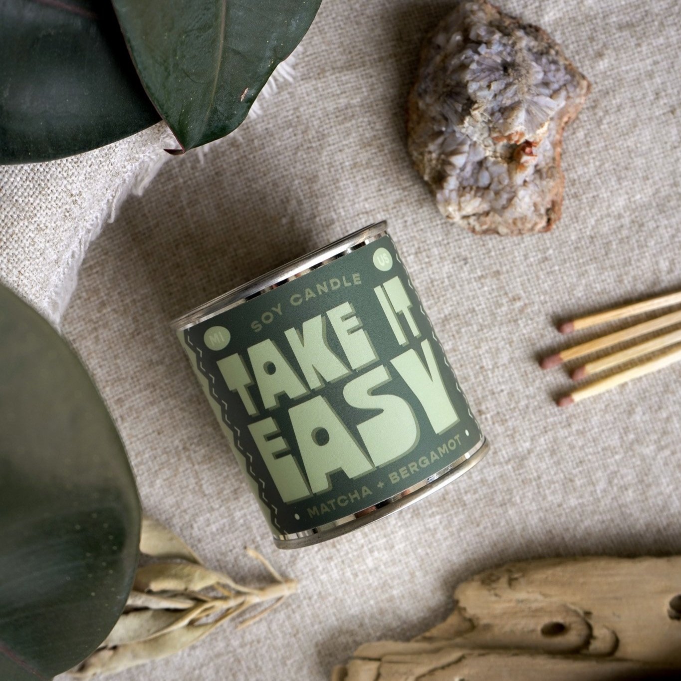 One of our absolute favorite candles for spring and summer, Take It Easy brings a fresh, calming vibe to any space. With bright notes of matcha and bergamot, this scent feels like sunshine through the window on a slow morning.

Scent Profile: Matcha | Bergamot&nbsp;
