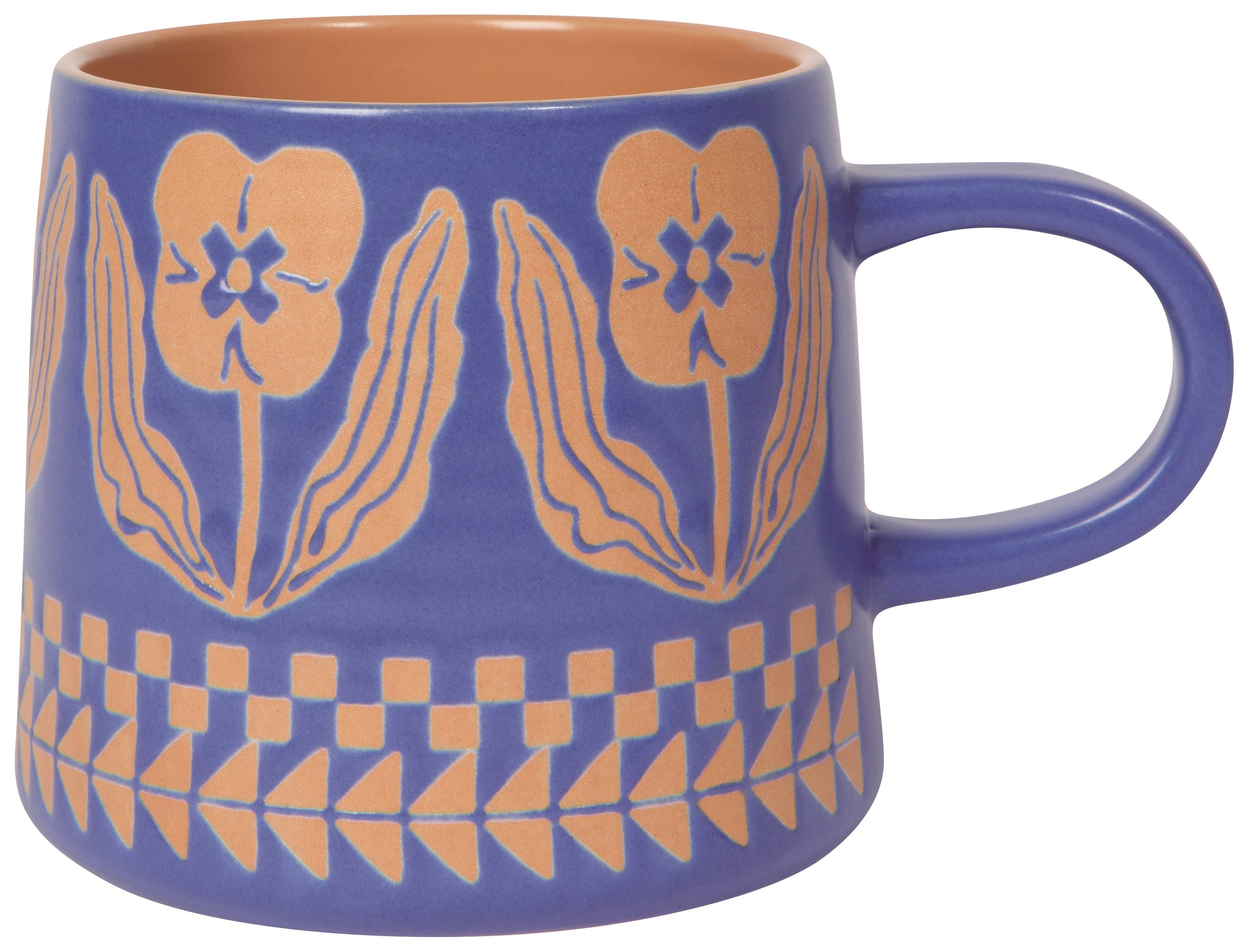 Spruce up your beverage game with the Teppi Imprint Mug. With captivating motifs, vibrant glaze colors, and textured ridges, this mug takes ancient wax-resist decoration to the next level. Enjoy the unique imperfections of hand-rendered design while sipping your drink.