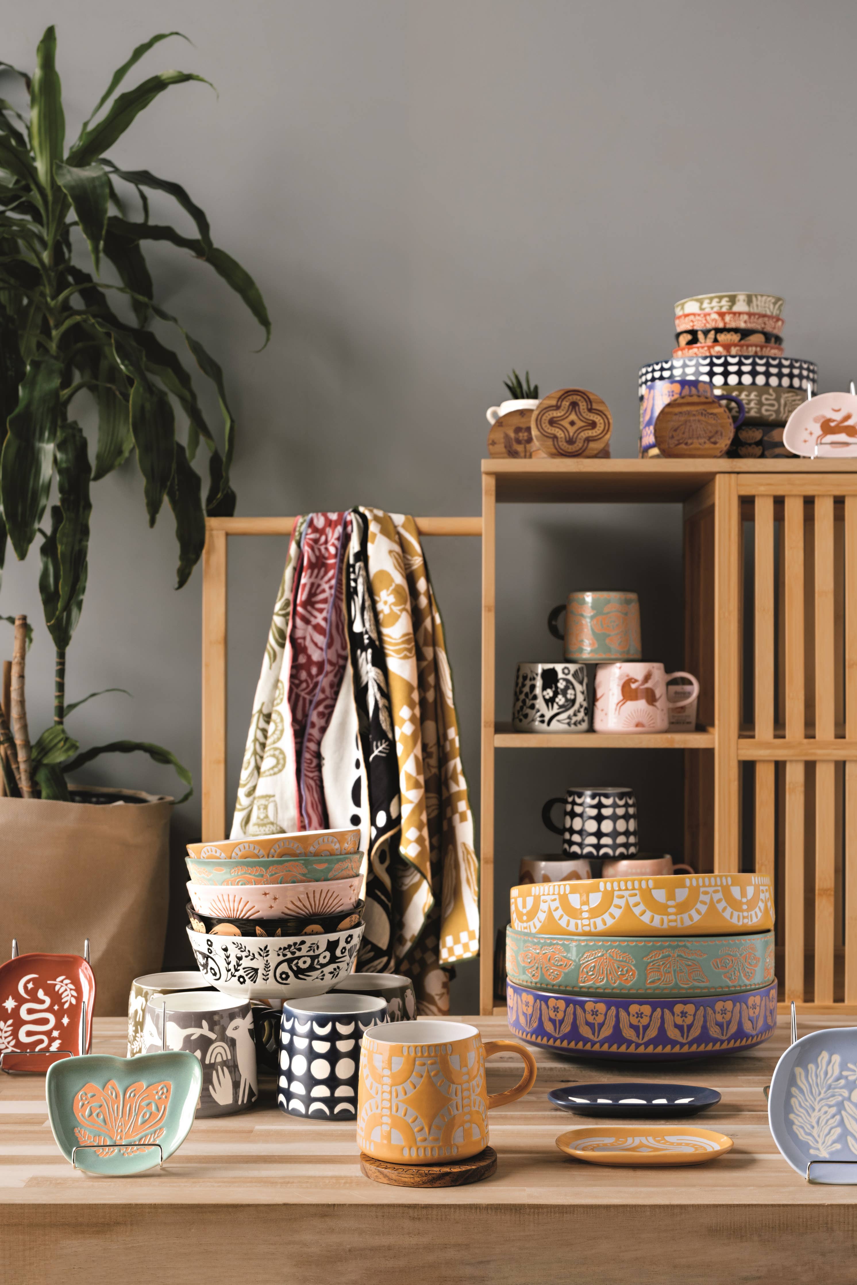 Spruce up your beverage game with the Teppi Imprint Mug. With captivating motifs, vibrant glaze colors, and textured ridges, this mug takes ancient wax-resist decoration to the next level. Enjoy the unique imperfections of hand-rendered design while sipping your drink.