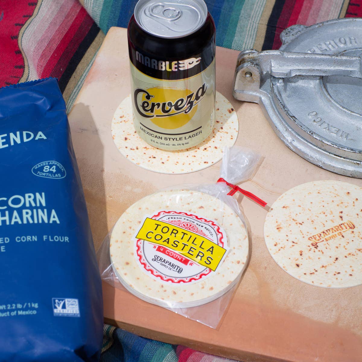 Honor your love for fresh tortillas with these durable, absorbent coasters. Reusable and fun, they’re a perfect gift for any food lover or party host.