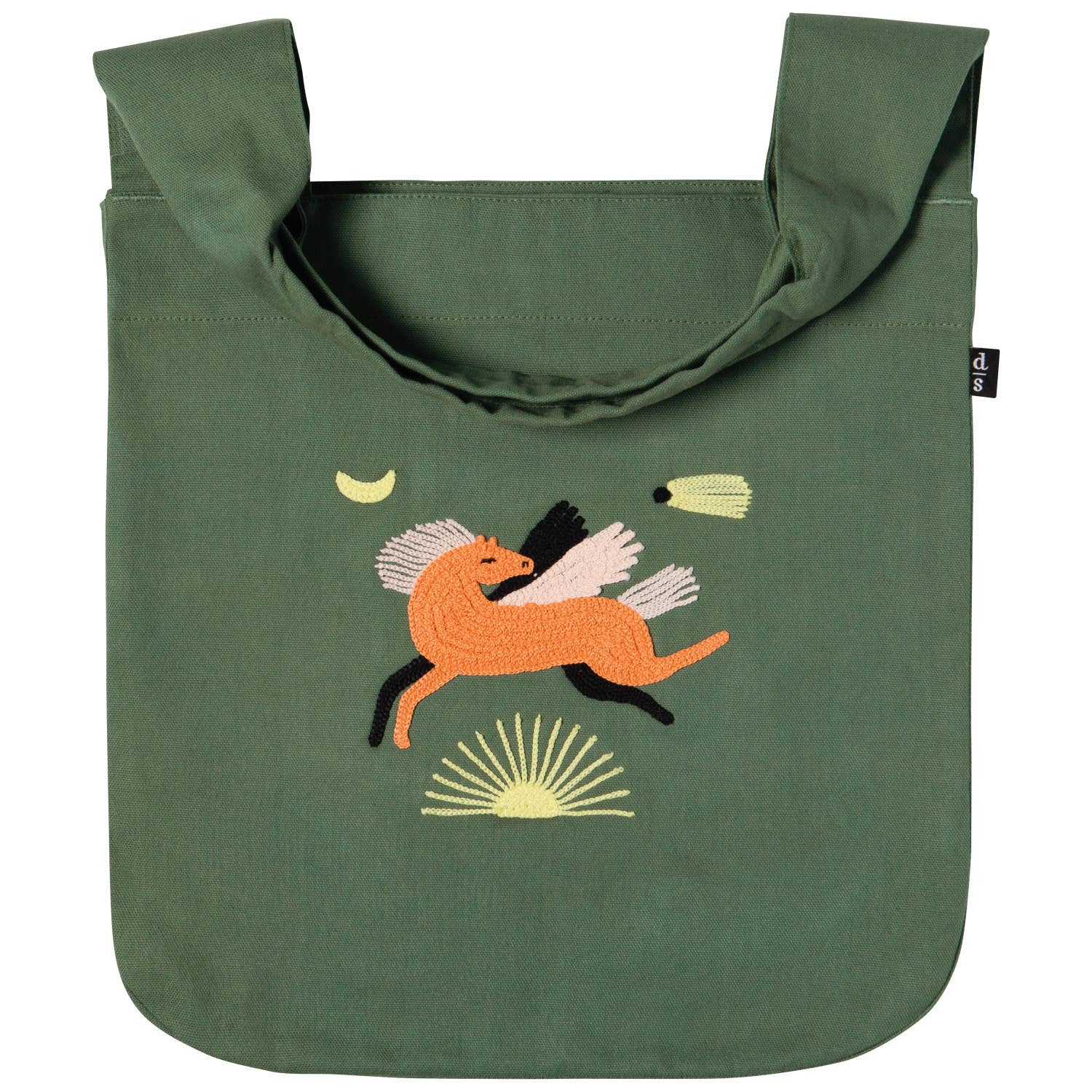 The Astral To &amp; Fro Tote Bag features a square shape, wide handles, an inside pocket &amp; a dreamy Pegasus design, inspiring a mystical journey beyond the ordinary.