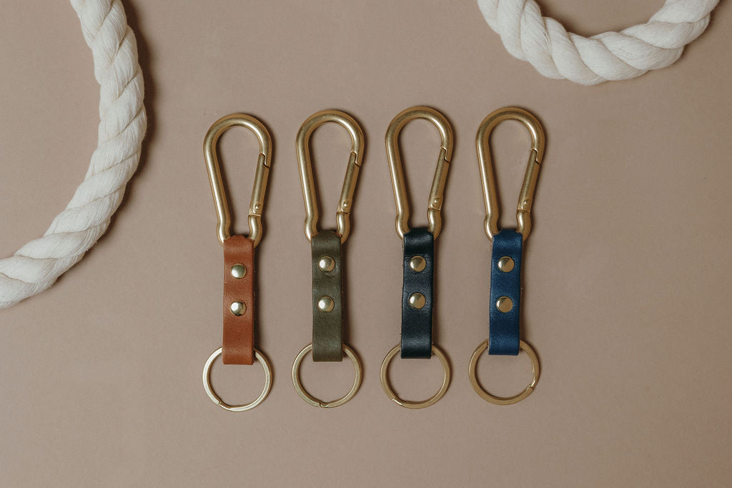 Tuxedo Carabiner Keychain | Leather and Solid Brass