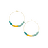 Large Dusk hoop earrings with teal, gold and seafoam glass beads on gold hoops