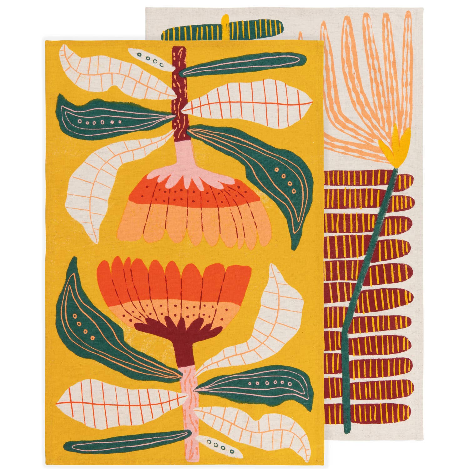 Add life and character to your kitchen with this fun and colorful printed and woven cotton dishtowel set. A perfect combination of form and function, these towels will make washing up less of a chore.