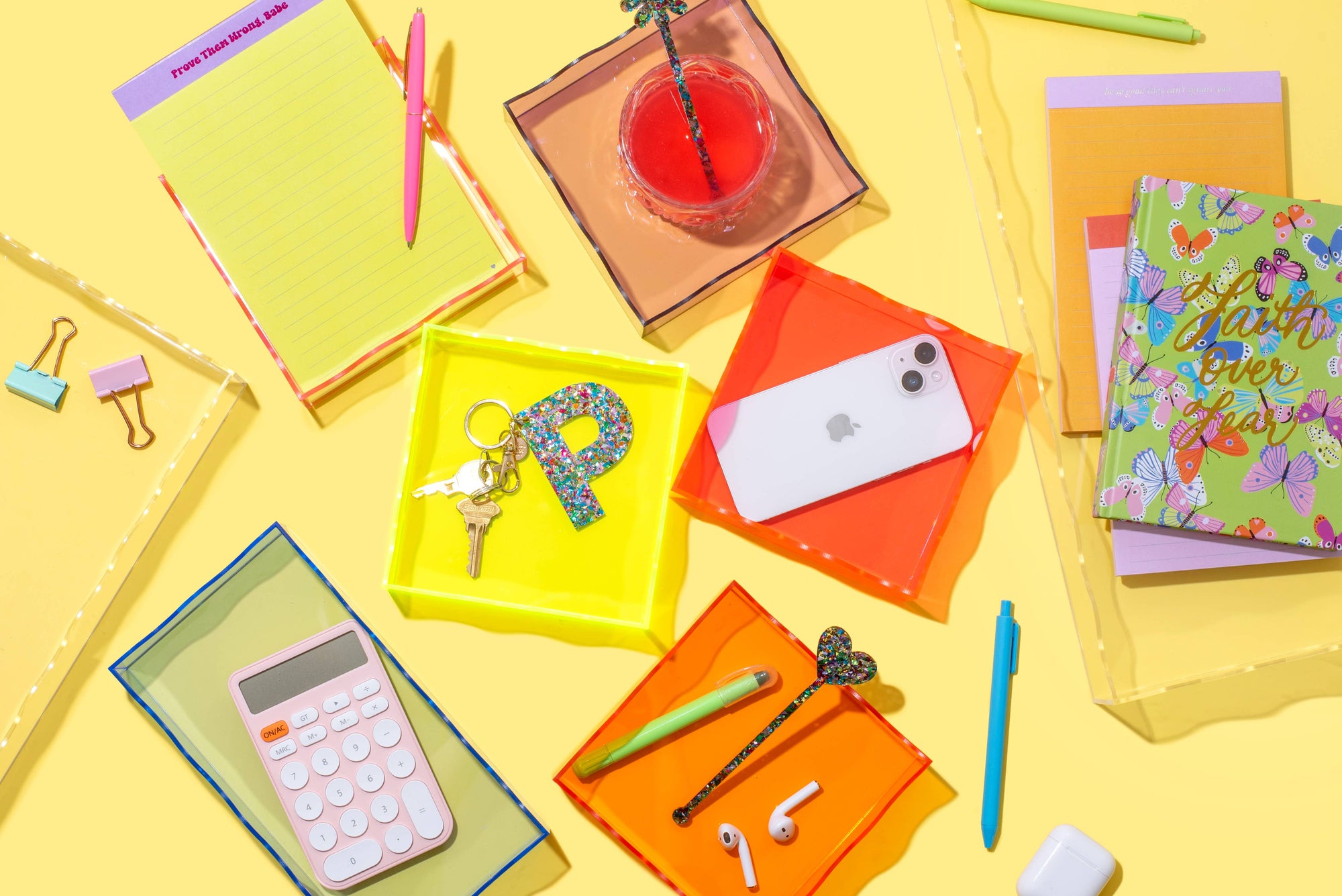 Bring a bold pop of color to your space with this neon green acrylic tray! Whether you're organizing your desk or styling your vanity, this vibrant tray adds a modern, playful touch. Made from durable acrylic, it’s perfect for both everyday use and eye-catching decor.