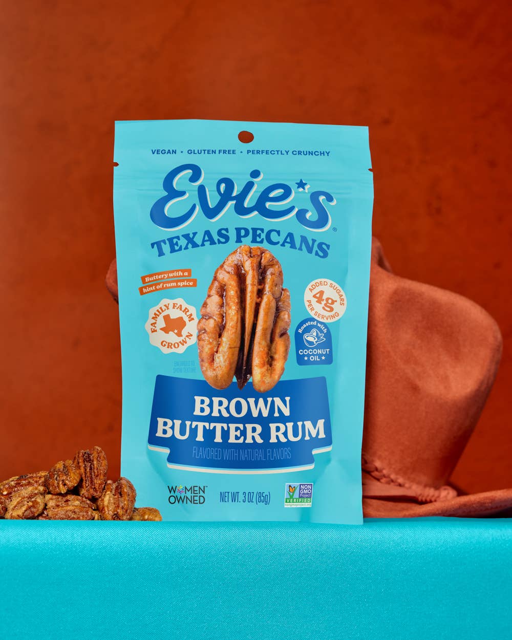 Evie's Snacks | Brown Butter Rum Candied Pecans