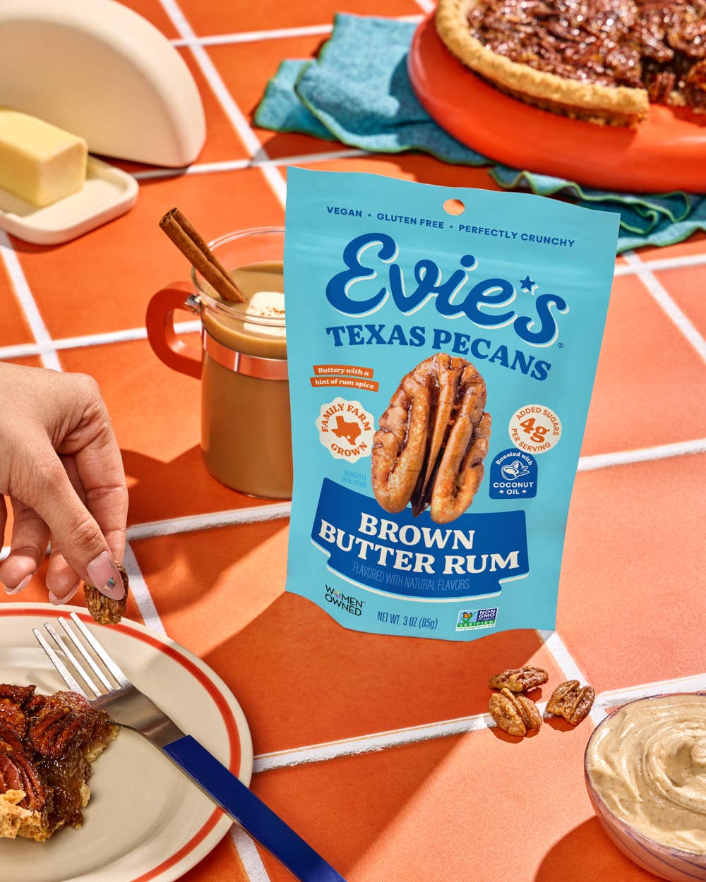 Evie's Snacks | Brown Butter Rum Candied Pecans