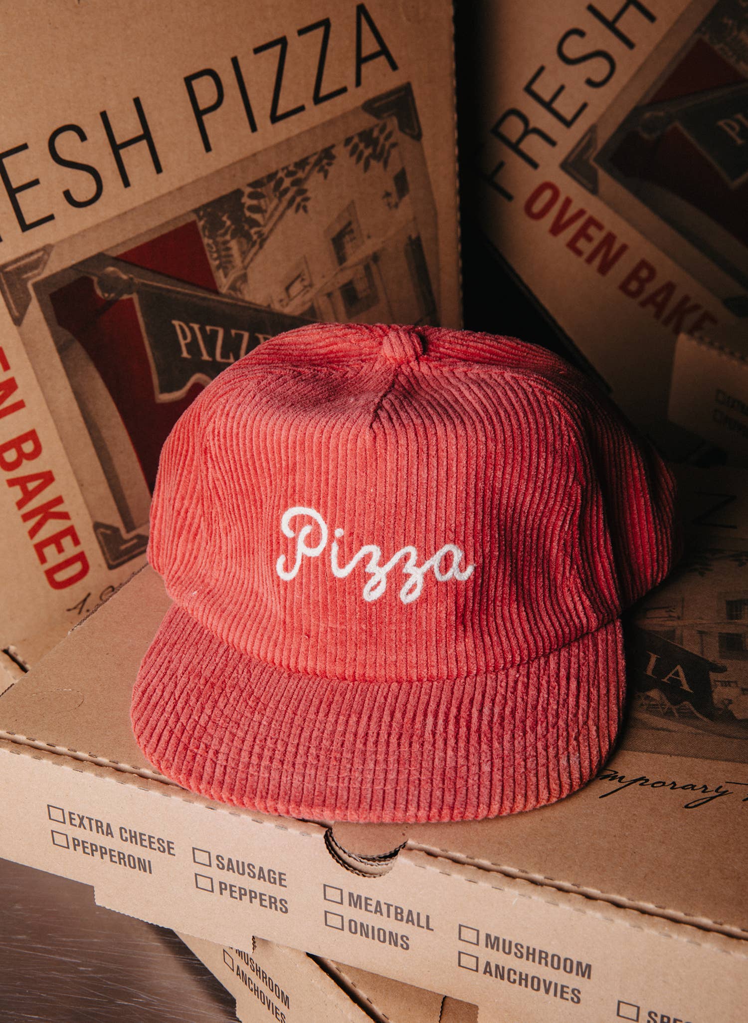 Corduroy Chainstitched Pizza Hat