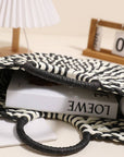 Half Round Straw Tote Bag