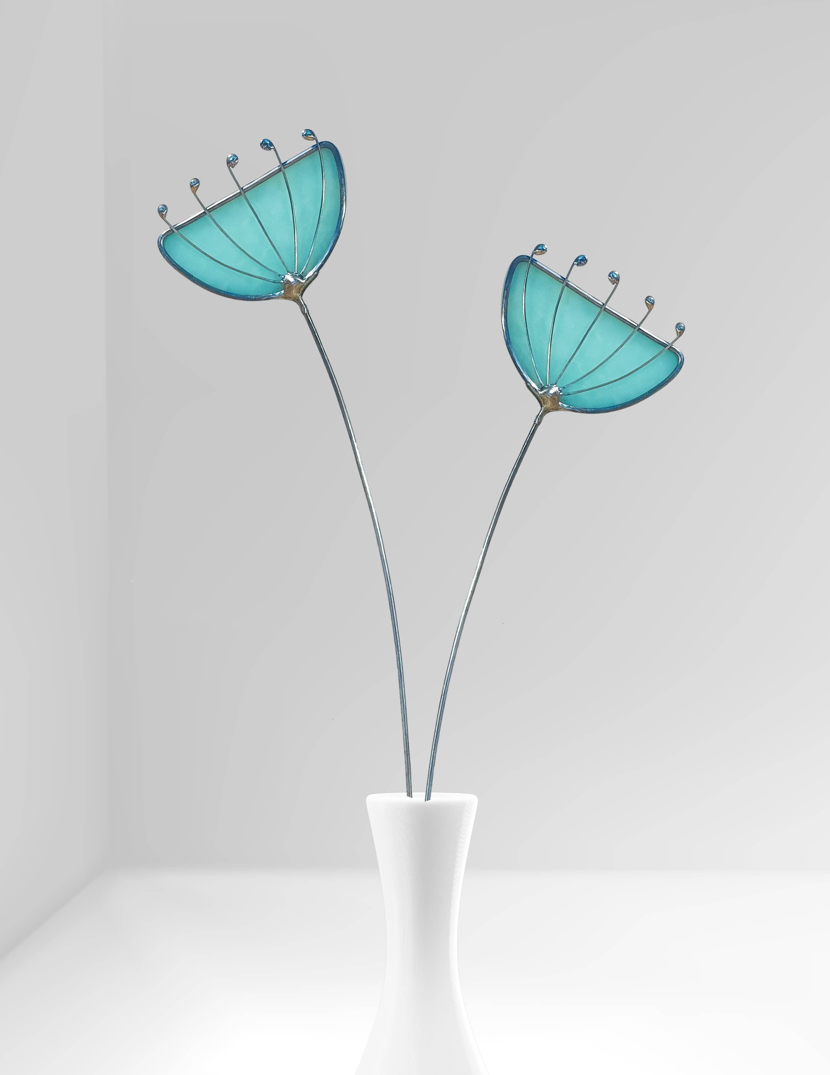 Stained Glass | Mod Blue Flowers