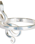 Silver snake-shaped ring on a white background