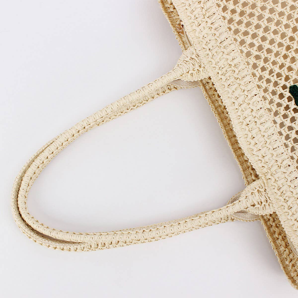 LARGE CAPACITY STRAW BAG WITH EMBROIDERED LETTERS_CWAB4700: CAMEL / (OS) 1