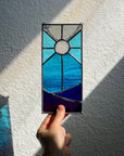 Handcrafted stained glass desertscape suncatcher. Stunning landscape window hanging & nature lover gift. Beautiful desert scene home decor.