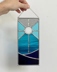Handcrafted stained glass desertscape suncatcher. Stunning landscape window hanging & nature lover gift. Beautiful desert scene home decor.