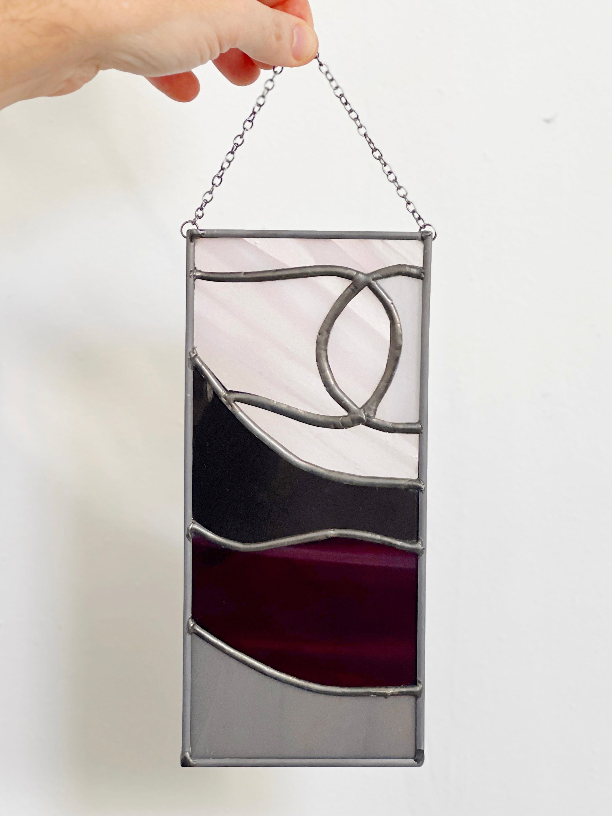 Handcrafted stained glass desertscape suncatcher. Stunning landscape window hanging & nature lover gift. Beautiful desert scene home decor.