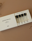 The Discovery Set comes in a set of four 2ml bottles: Palo Santo, Desert Kush, Cactus Flower, and Hinoki. This is a great starter set for those who are still new to the unisex parfum game!
