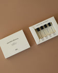 The Discovery Set comes in a set of four 2ml bottles: Palo Santo, Desert Kush, Cactus Flower, and Hinoki. This is a great starter set for those who are still new to the unisex parfum game!