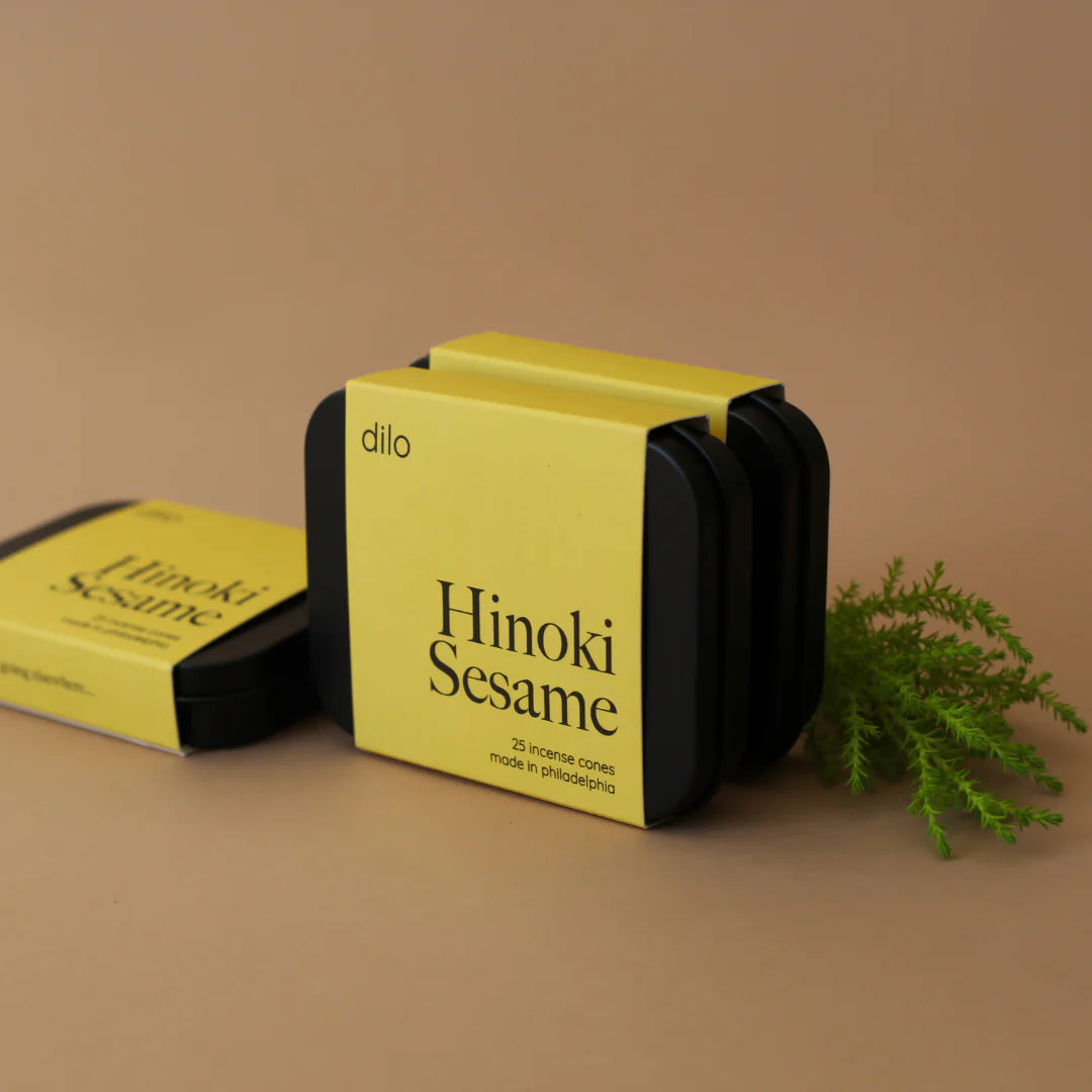Light a cone to fill your space with coastal sea salt, smoky incense & hinoki wood. 25 cones per tin. A rich, layered scent for any space.