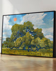 Art Print | Texas Hill Country Live Oak and Red Summer Sun