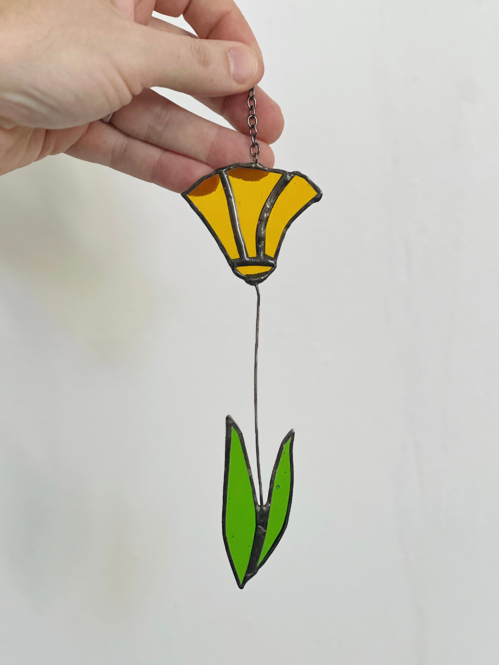 Handcrafted stained glass flower suncatcher. Poppy, rose, fleur-de-lis &amp; dandelion designs. Boho window decor &amp; wall art. Perfect gift.