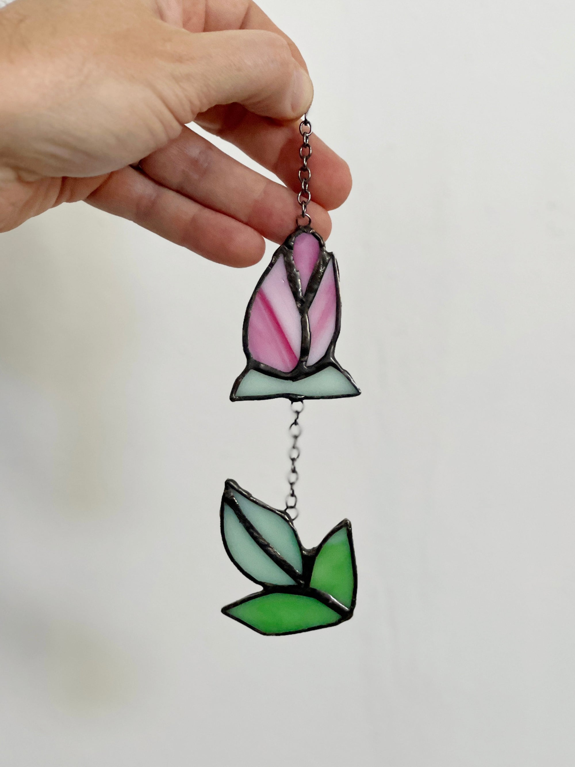 Handcrafted stained glass flower suncatcher. Poppy, rose, fleur-de-lis & dandelion designs. Boho window decor & wall art. Perfect gift.