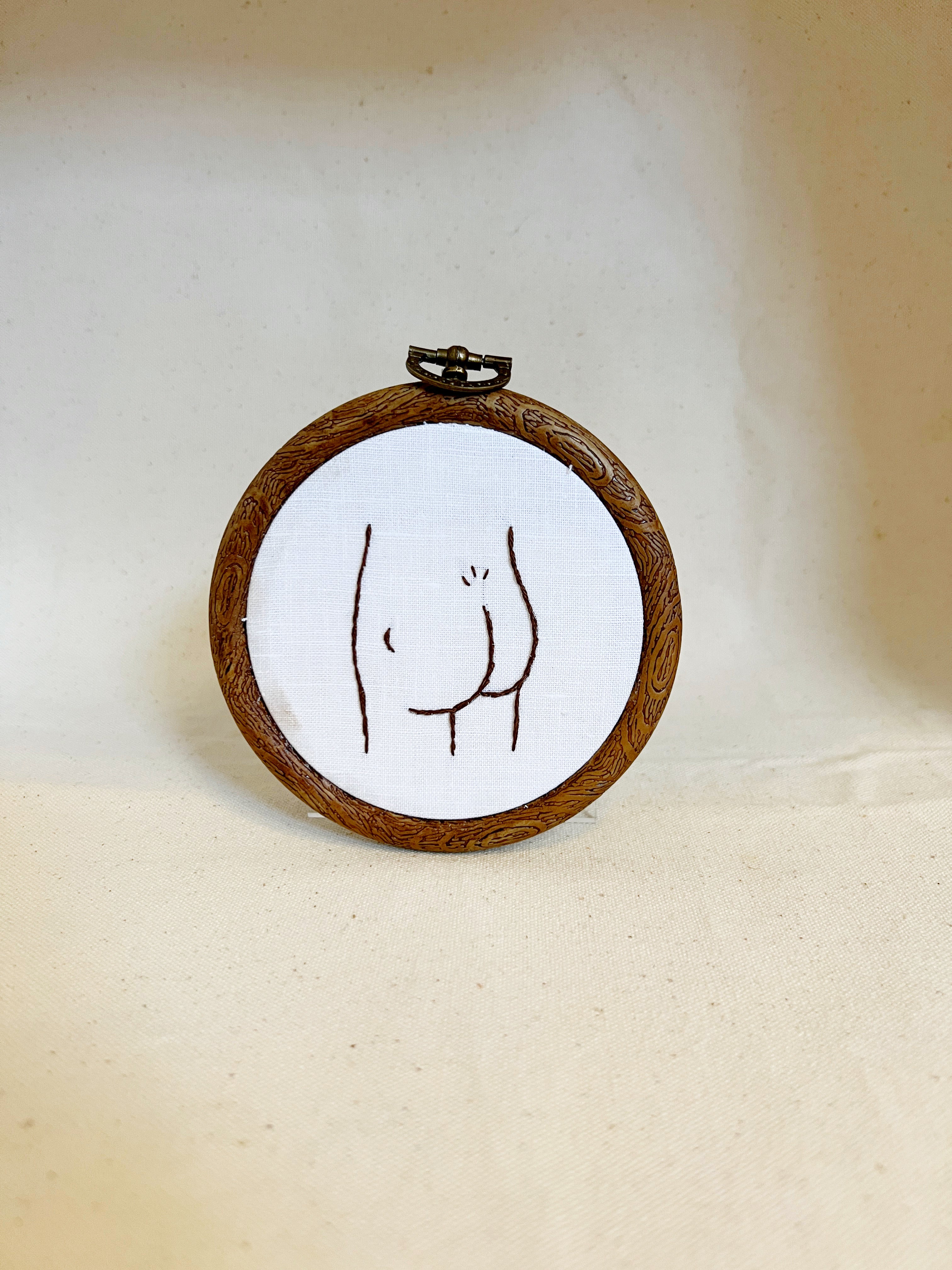 His Butt | Framed Embroidery