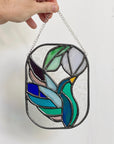 Handcrafted stained glass bird suncatcher. Flamingo, hummingbird & owl designs. Unique window decor & bird lover gift. Perfect for sunny windows.