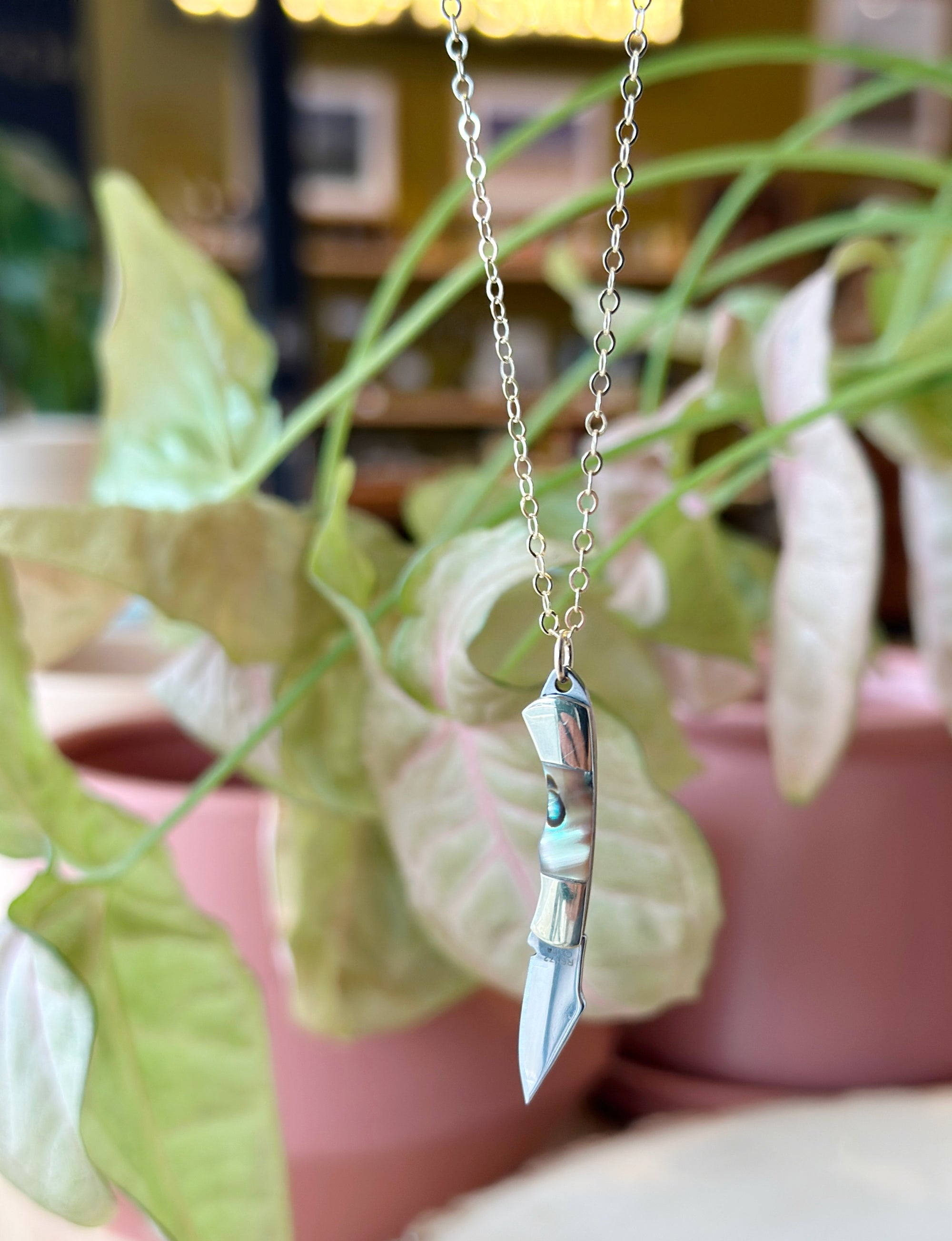 Mini Mother of Pearl Knife Necklace