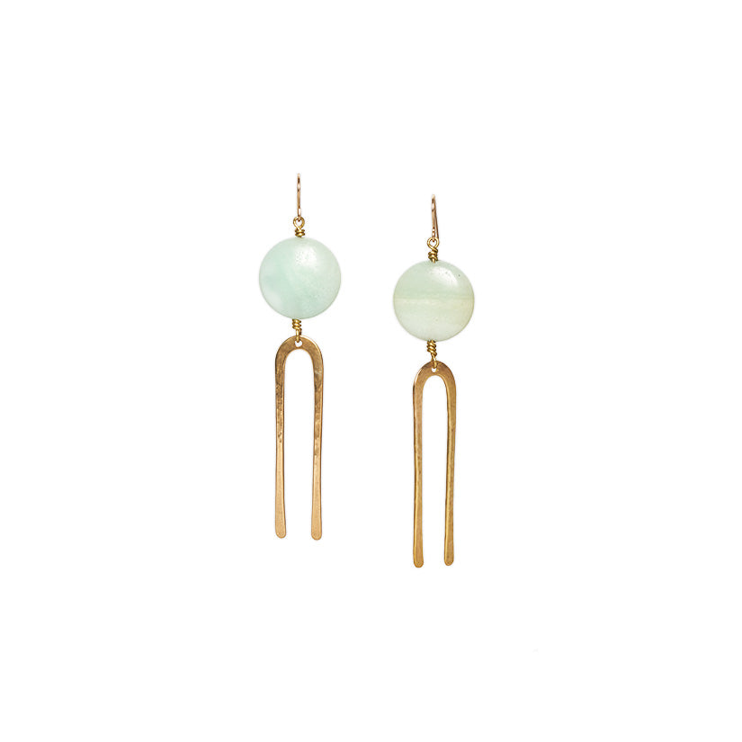 Frances Earrings | Amazonite with Bronze Forks