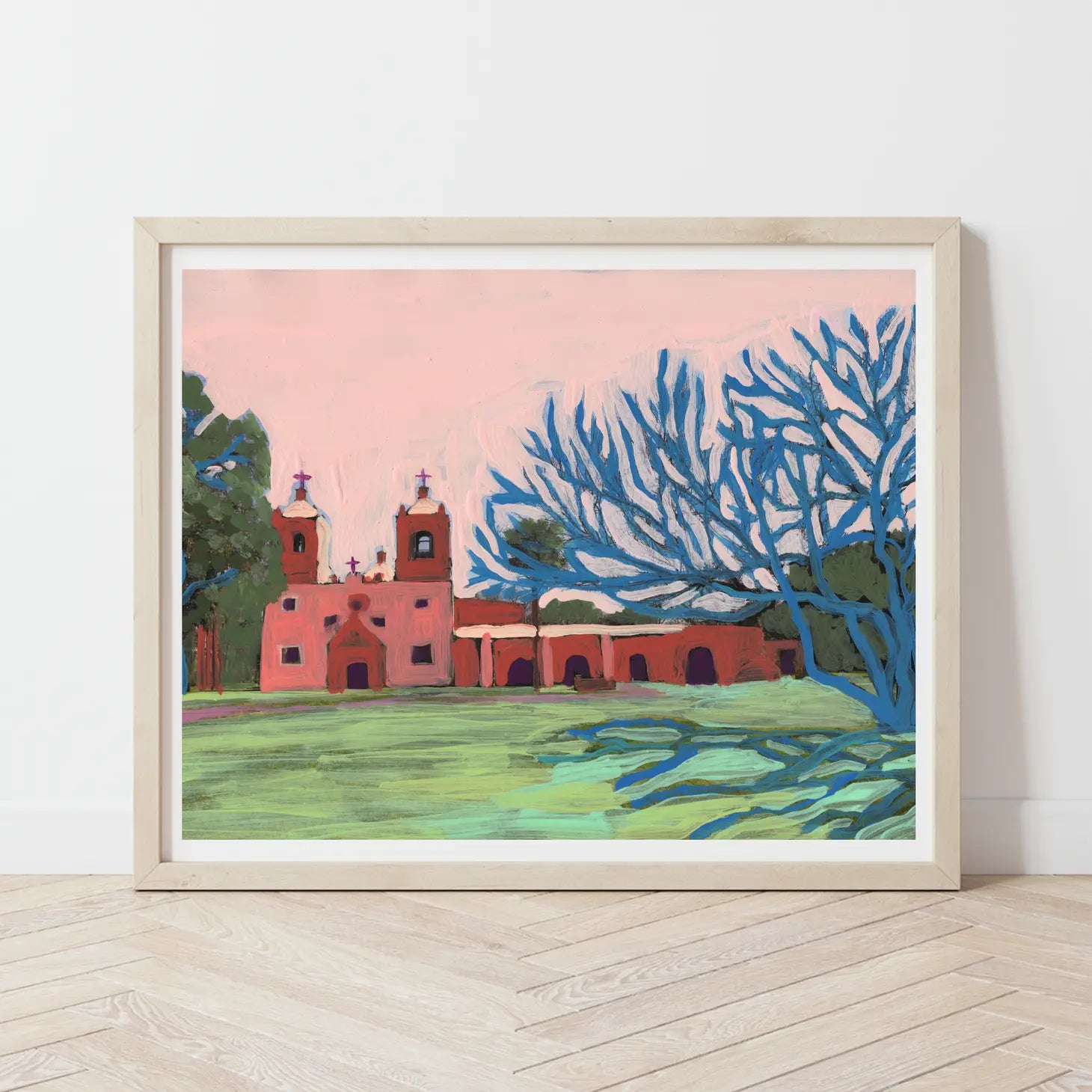 San Antonio Missions National Historical Park is not only a UNESCO World Heritage Site and also happens to make for a beautiful print. This print is by Austin-based artist, El Baker. Baker&amp;nbsp;transforms Texas landscapes into playful artworks, sure to brighten your home with&amp;nbsp;unexpected colorways.
