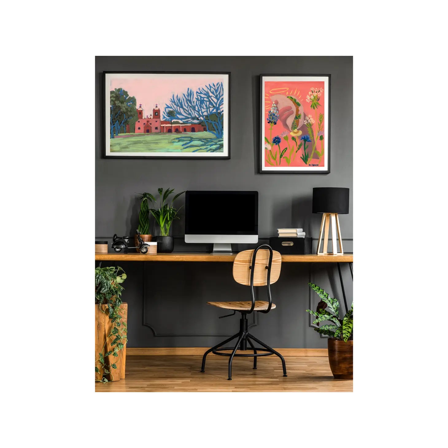 San Antonio Missions National Historical Park is not only a UNESCO World Heritage Site and also happens to make for a beautiful print. This print is by Austin-based artist, El Baker. Baker&amp;nbsp;transforms Texas landscapes into playful artworks, sure to brighten your home with&amp;nbsp;unexpected colorways.