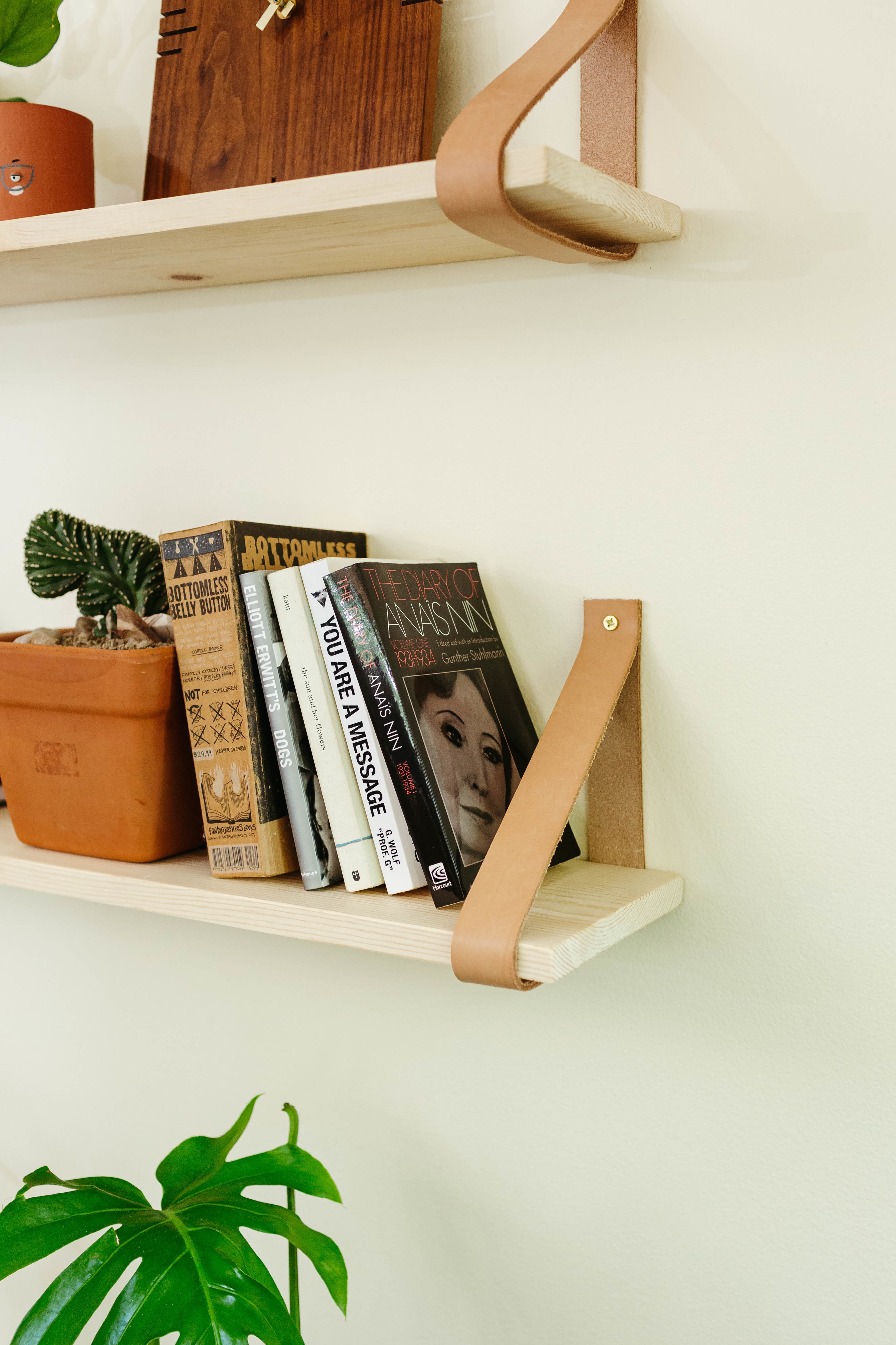 Affirm Leather And Wood Strap Shelf