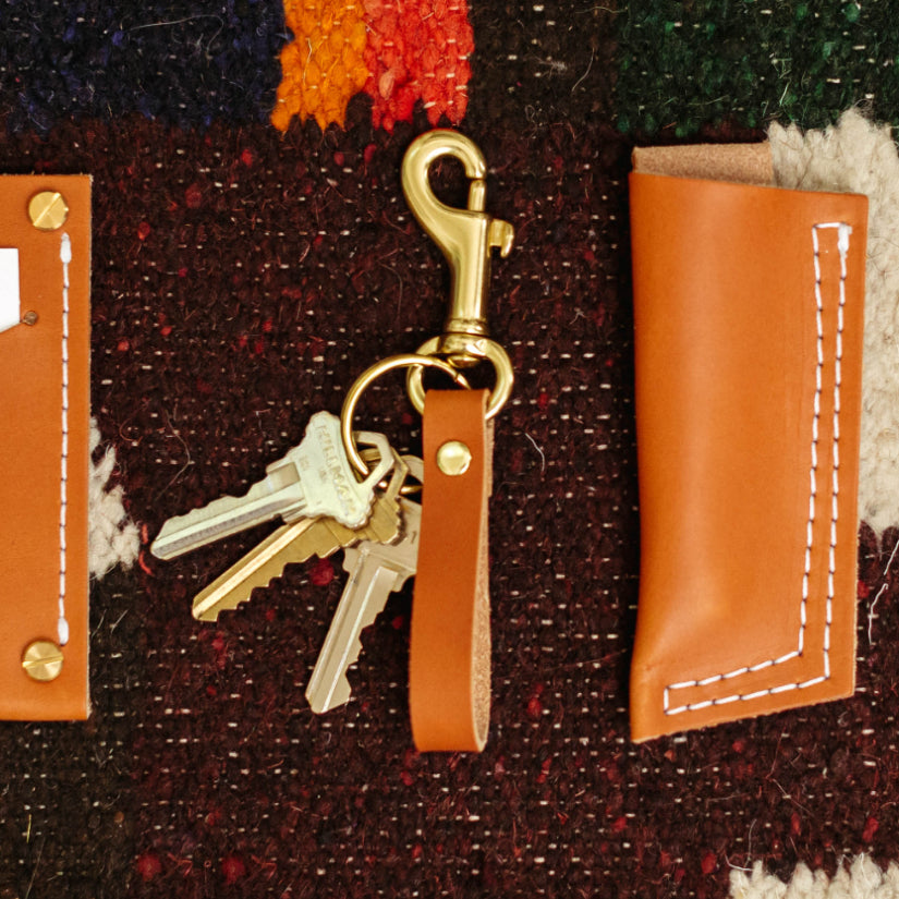 Tango Clip Fob | Natural Leather With Brass