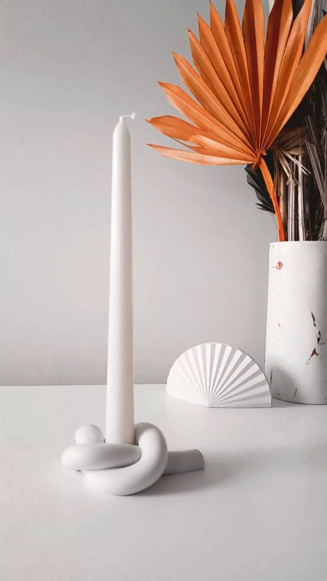 Knotted Candlestick Holder | White