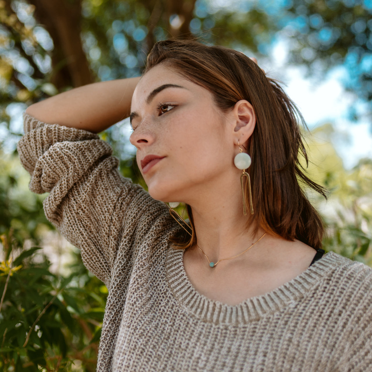 Frances Earrings | Amazonite with Bronze Forks